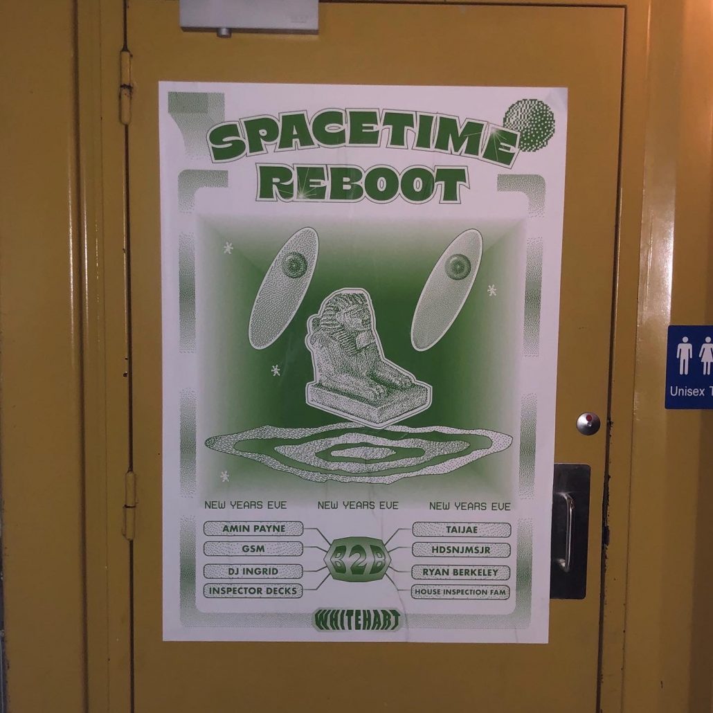 Poster on wall at Whitehart Bar